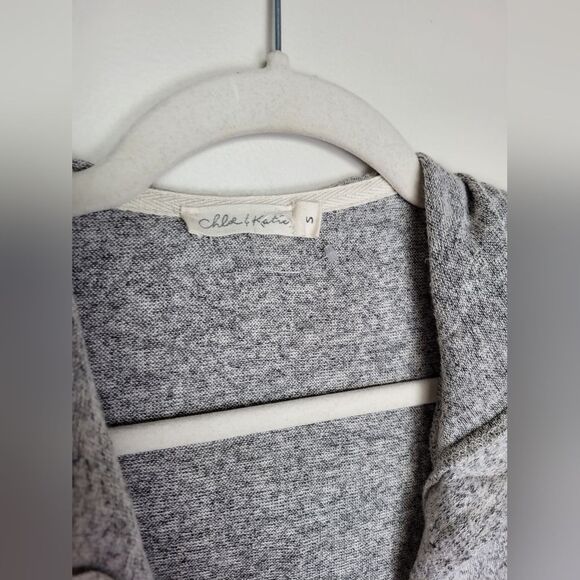 Chloe&Katie Longline Cozy Duster Sweater Gray Space Dye Marled Open Front Small - Picture 7 of 9